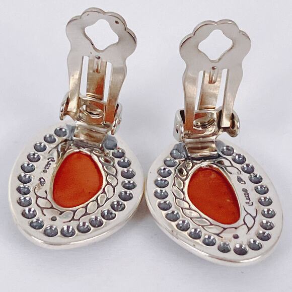 Carolyn Pollack Relios 925 Sterling Red Jasper Clip On Earrings Y2K Southwest - Picture 10 of 12